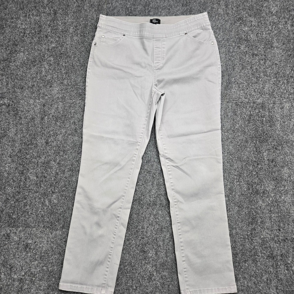 Kim Rogers Womens Size 12 34W Gray Pull On Straight Leg Stretch Denim Pants